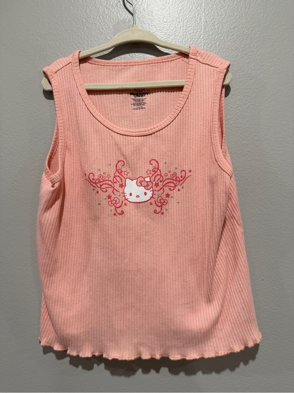 Hello Kitty Pink Ribbed Sleeveless Tank Top size Girls Large